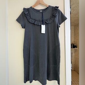 Clare V Charcoal Ruffle Mini Dress size XS EUC